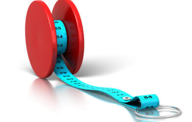 Yo-yo dieting concept: Tape measure on yo-yo