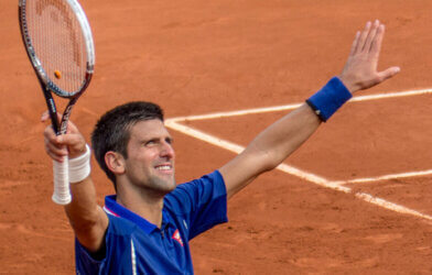 Novak Djokovic celebrating in tennis