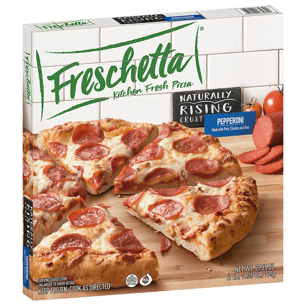 Freschetta Naturally Rising Crust Pepperoni Pizza, frozen pizza box