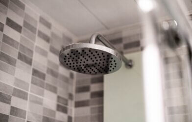 Gray stainless steel shower head