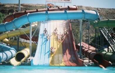 slides at a water park