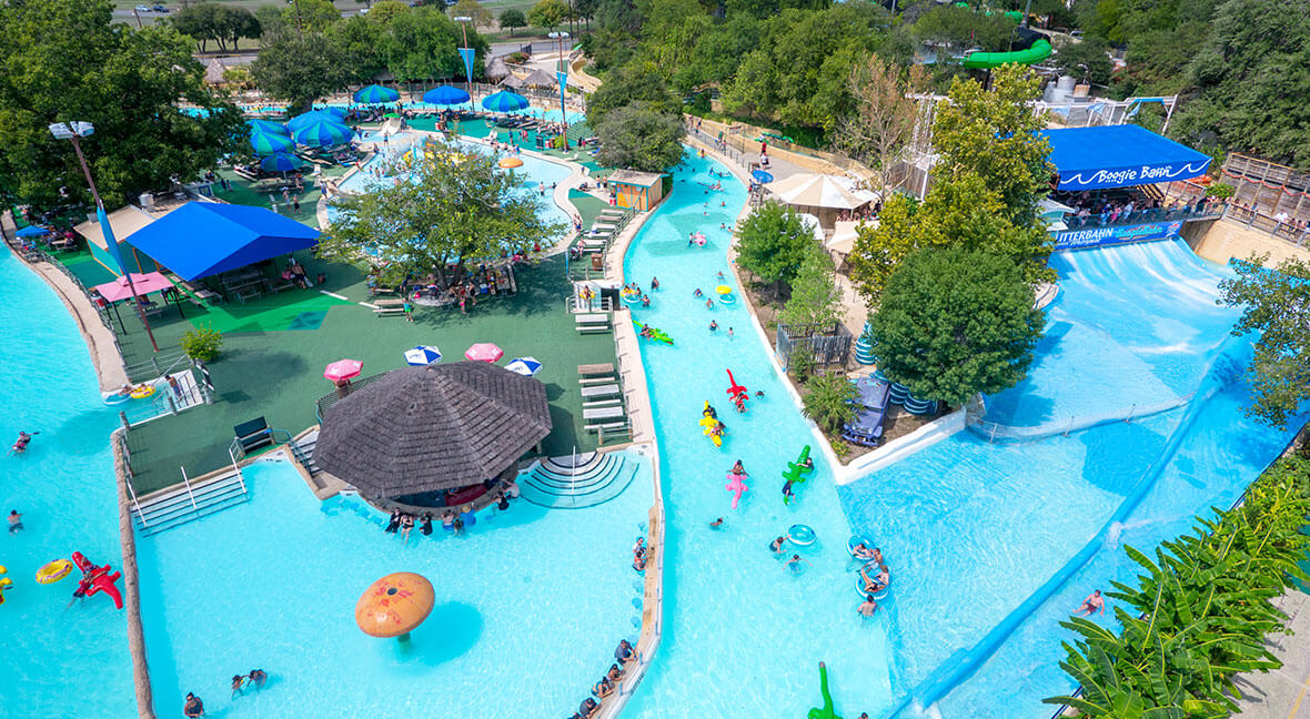Aerial view of Schlitterbahn water park in Texas