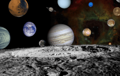 montage of the solar system