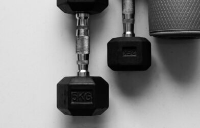 a pair of dumbbells