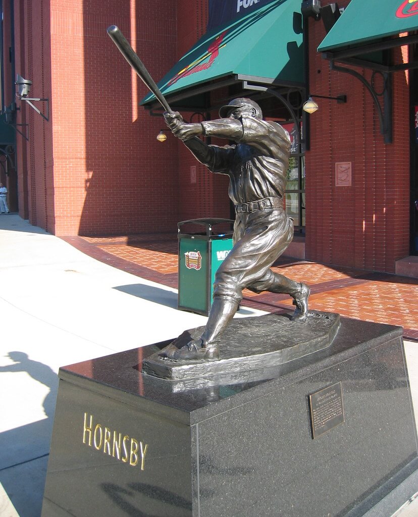 Rogers Hornsby statue at Busch Stadium in Missouri