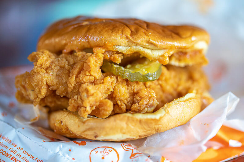image of Popeye's chicken sandwich which is one of the best fast food chicken sandwiches