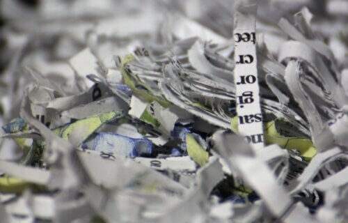 Paper clippings from a shredder