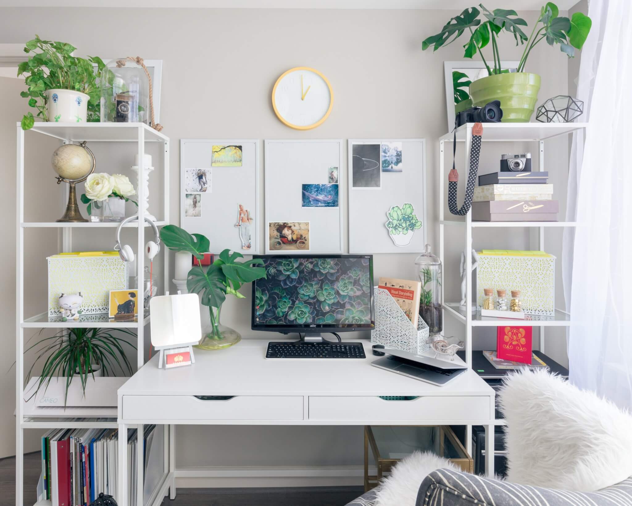 Desk surrounded by plants