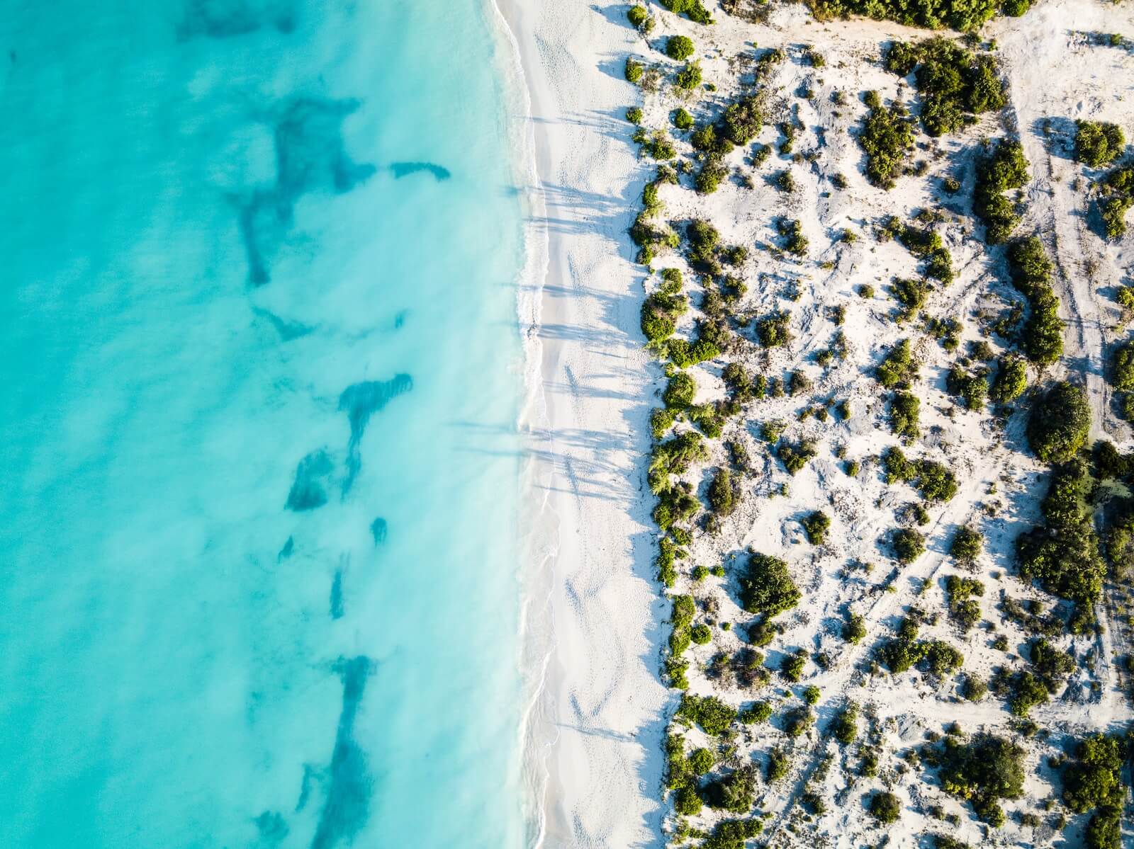 An aerial view of the coastline in Turks and Caicos