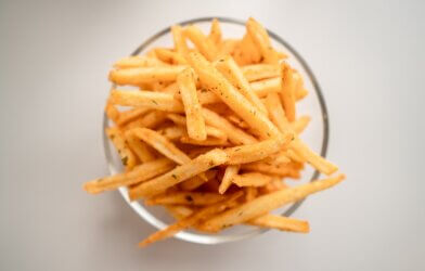 A plate of French fries