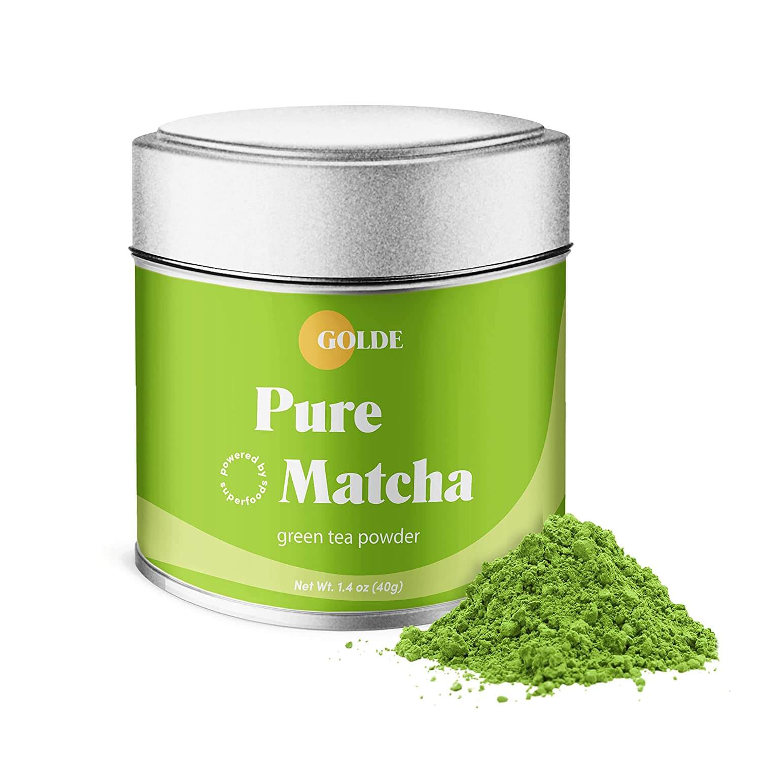 Golde Pure Matcha | Ceremonial Grade Matcha Green Tea Powder | Superfood (40g Tin)