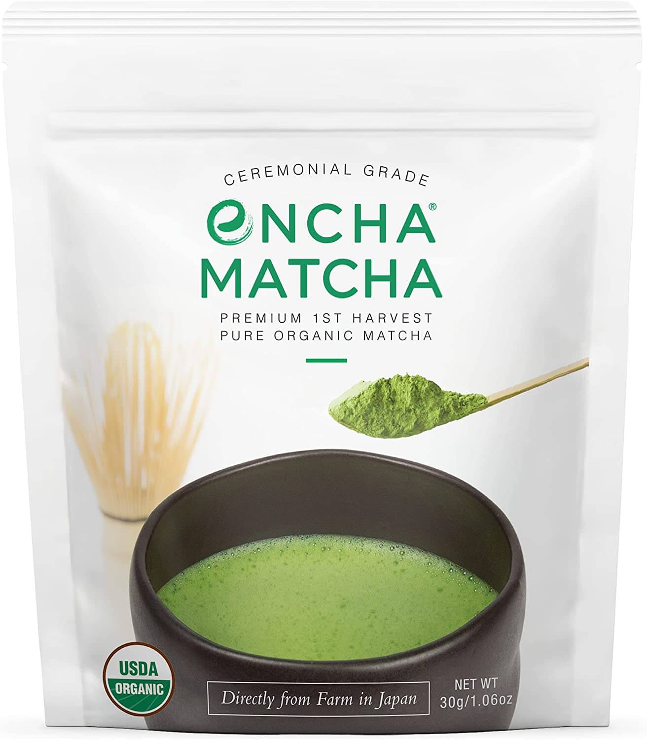 Encha Ceremonial Grade Matcha Green Tea - First Harvest Organic Japanese Matcha Green Tea Powder, From Uji, Japan (60g/2.12oz)