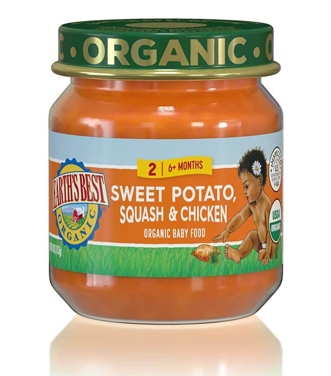 Earth's Best Organic Sweet Potato, Squash and Chicken Baby Food, 4 Oz Jar