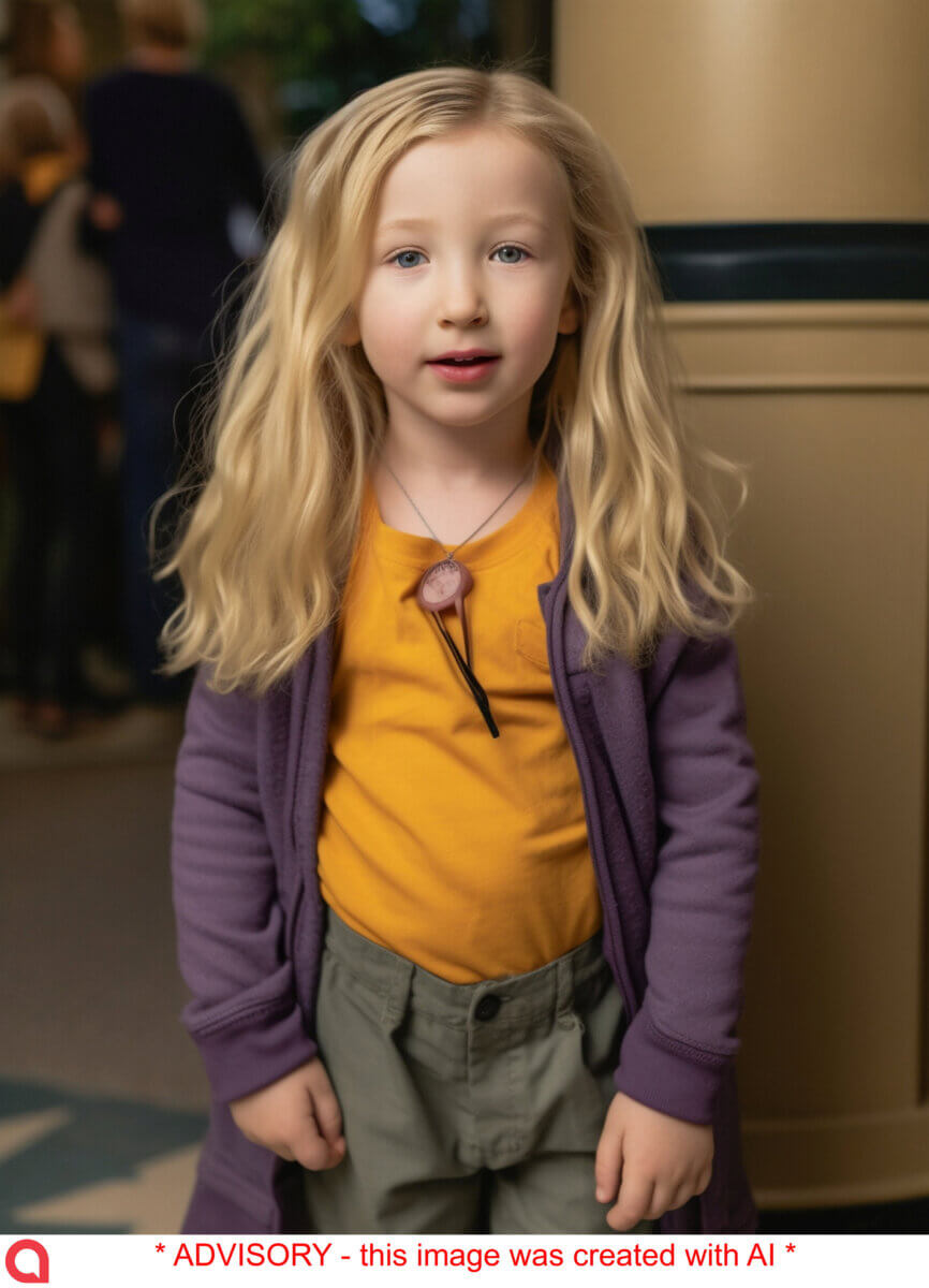 An AI generated image of Lisa Kudrow as a toddler.