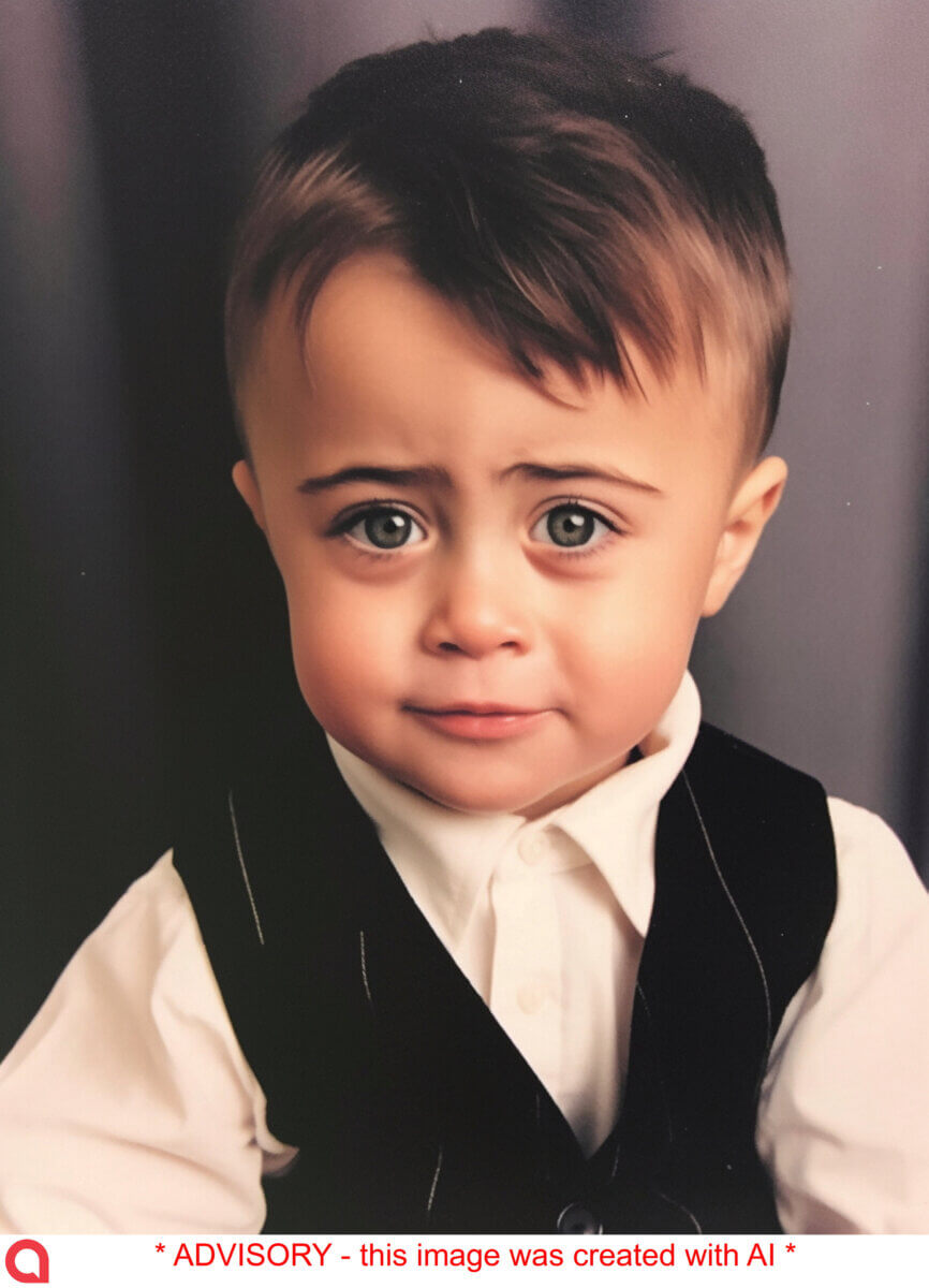 An AI generated image of Matt Leblanc as a toddler.