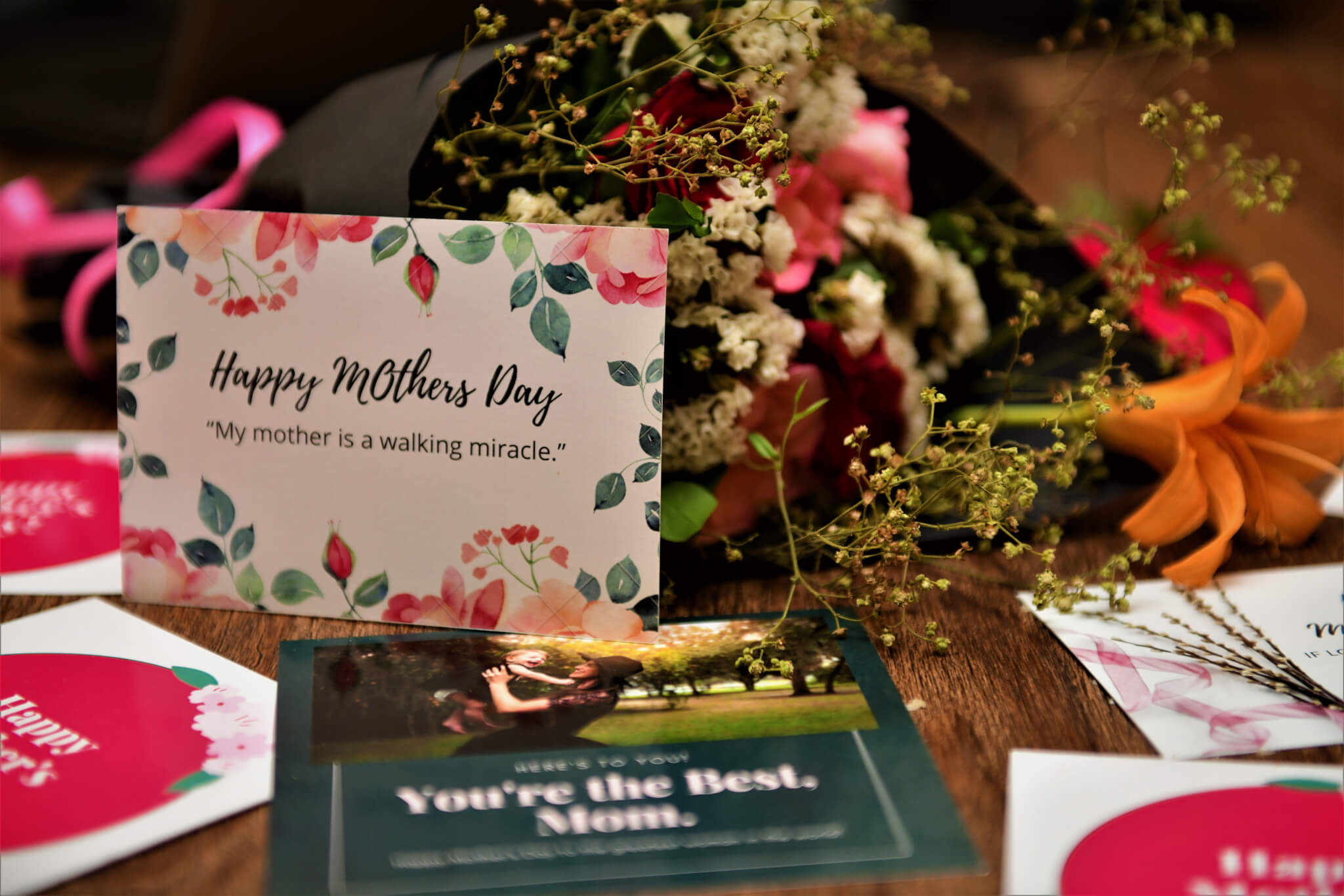 Mother's Day card and flowers