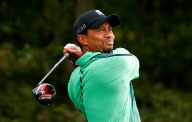Tiger Woods playing at the Deutsche Bank Championship at TPC Boston in 2013 in Norton, Massachusetts