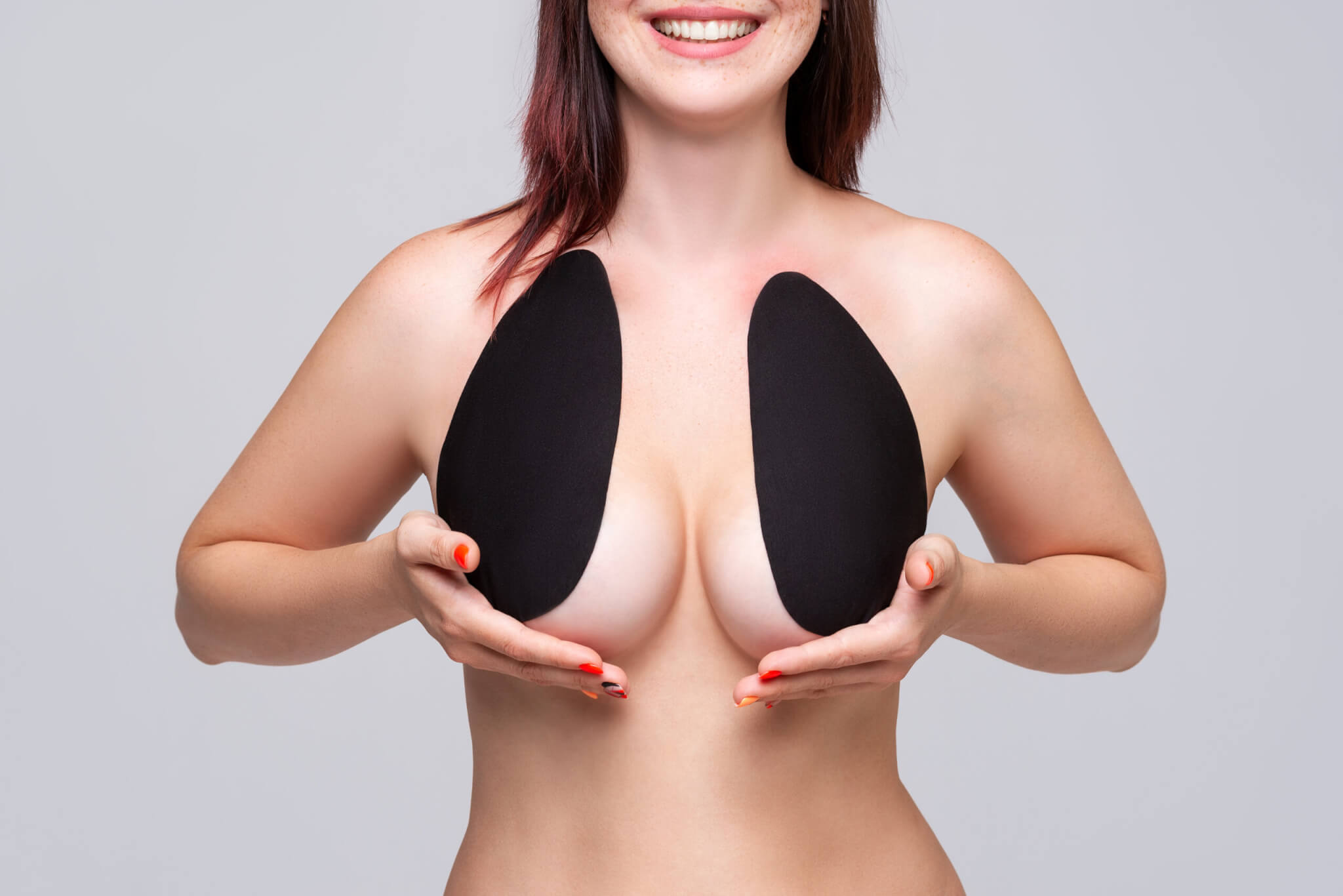 A woman in a sticky bra