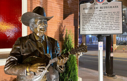 Statue of Bill Monroe outside of The Ryman Auditorium in Nashville