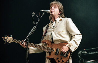 Paul McCartney playing bass in Washington, D.C. in 1990