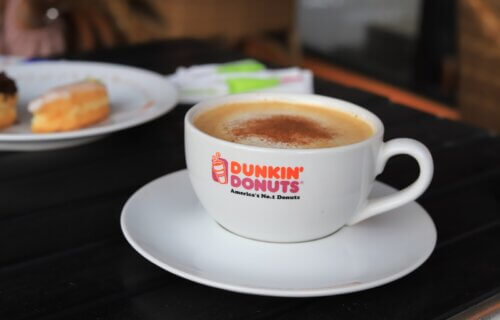 A cup of Dunkin' Donuts coffee