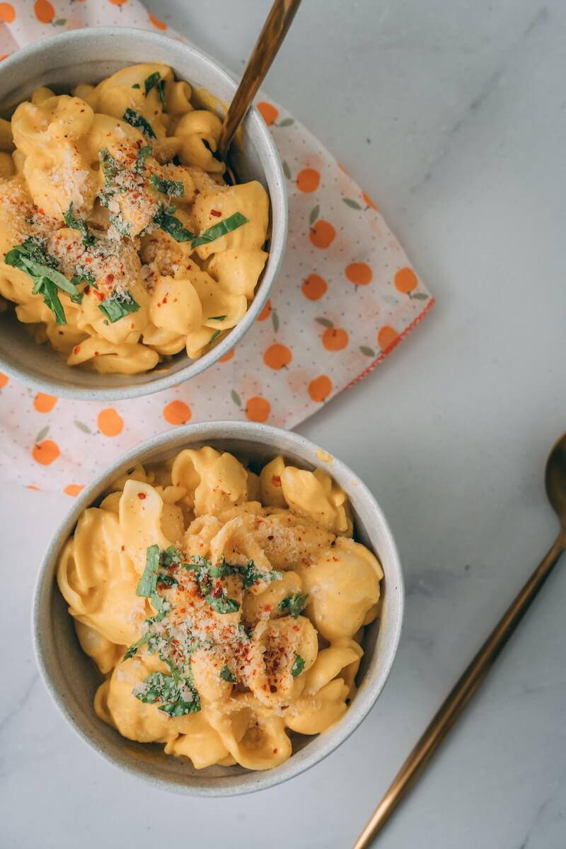 Two bowls of baked mac and cheese