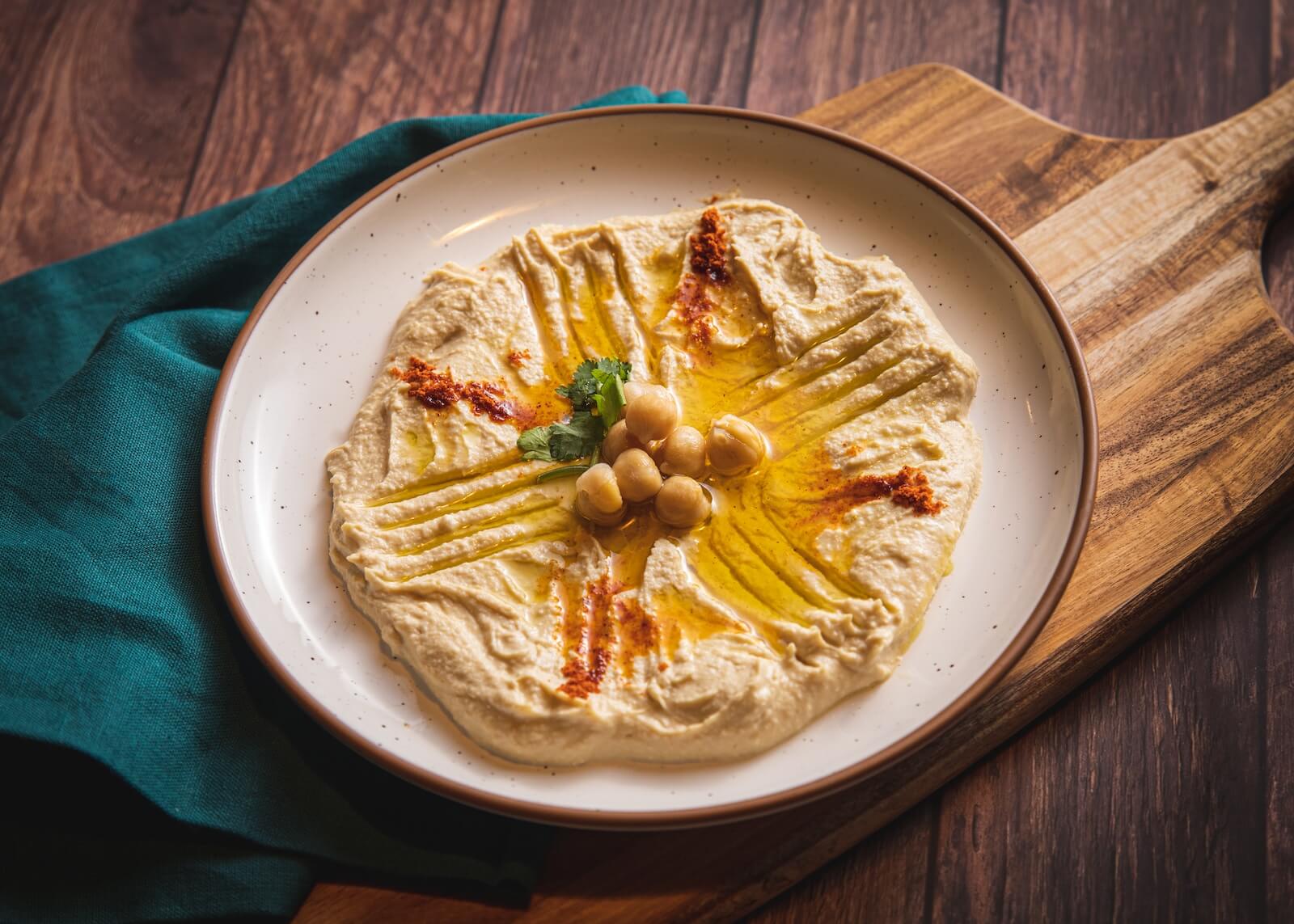 A plate of hummus