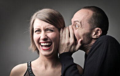 Man sharing a joke with woman