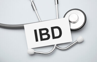 Inflammatory bowel disease (IBD) written on card