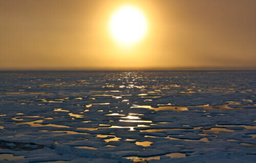 Sunsets started to tease the Arctic horizon as scientists on board the U.S. Coast Guard Cutter Healy headed south in the Chukchi Sea during the final days collecting ocean data for the 2011 ICESCAPE mission.