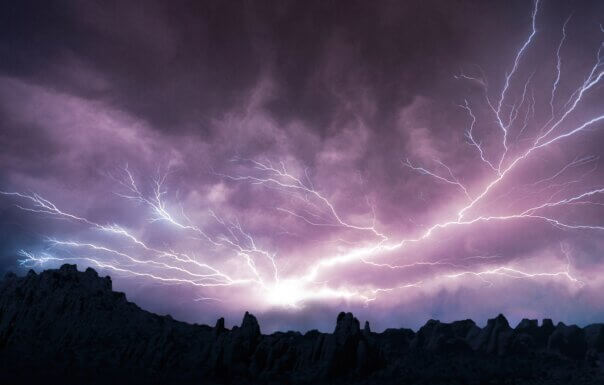 Lightning over the mountains