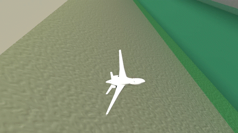 a simulated jet aircraft in a scenario where it had to stabilize to a target near the ground