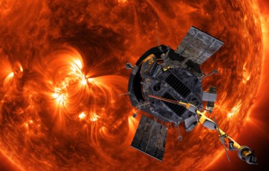 Parker Solar Probe spacecraft approaching the sun.