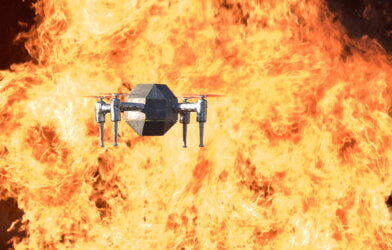 firefighting drone in flight