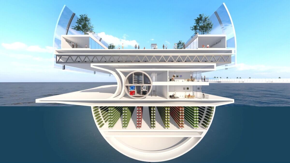 Concept for a floating city by Japanese designers.