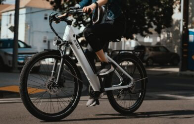Someone riding an electric bike
