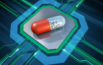 Drug capsule on a microprocessor