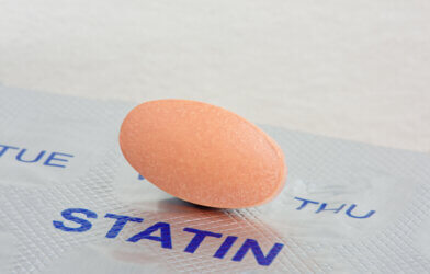 Close up of a Statin Tablet on a Blister Pack