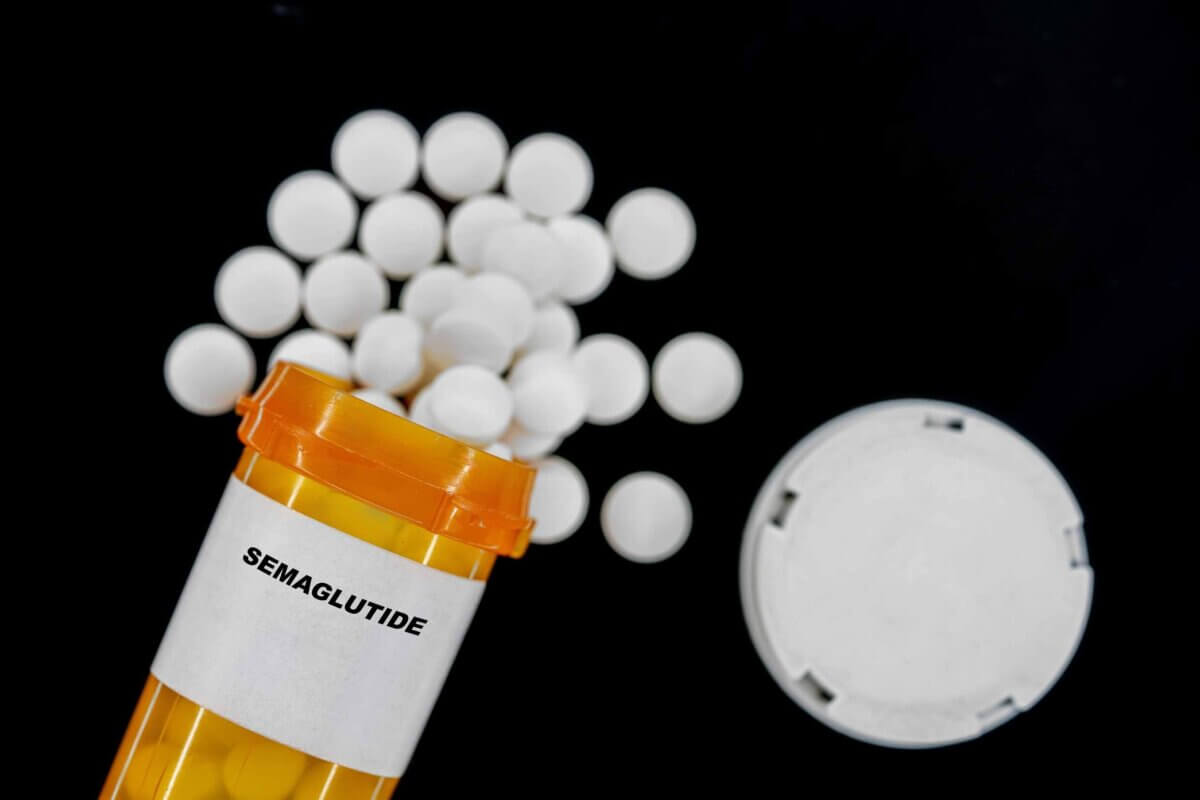 Semaglutide Rx medical pills in plastic Bottle