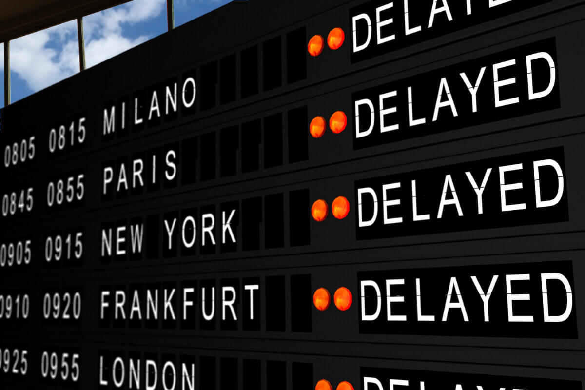 flight information board with canceled flights