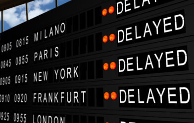 flight information board with canceled flights