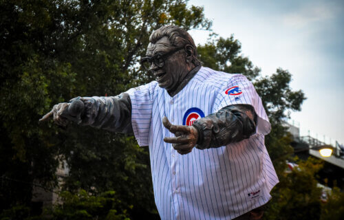 Statue of Harry Caray outside of Wrigley Stadium in Chicago
