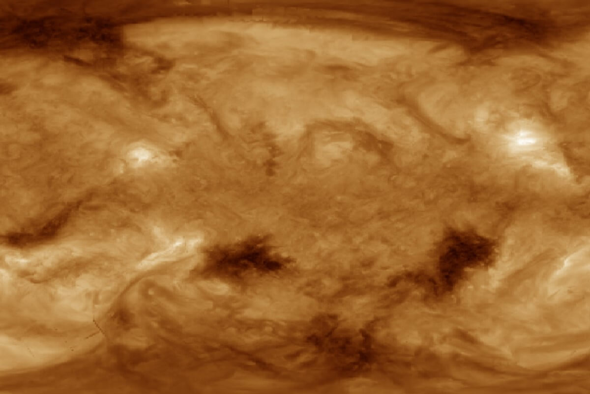 A flattened map of the Sun’s entire surface