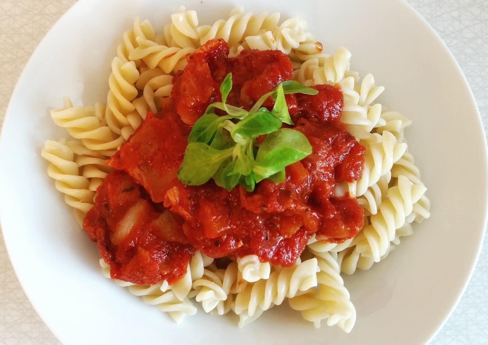 Pasta With Sauce on the Plate