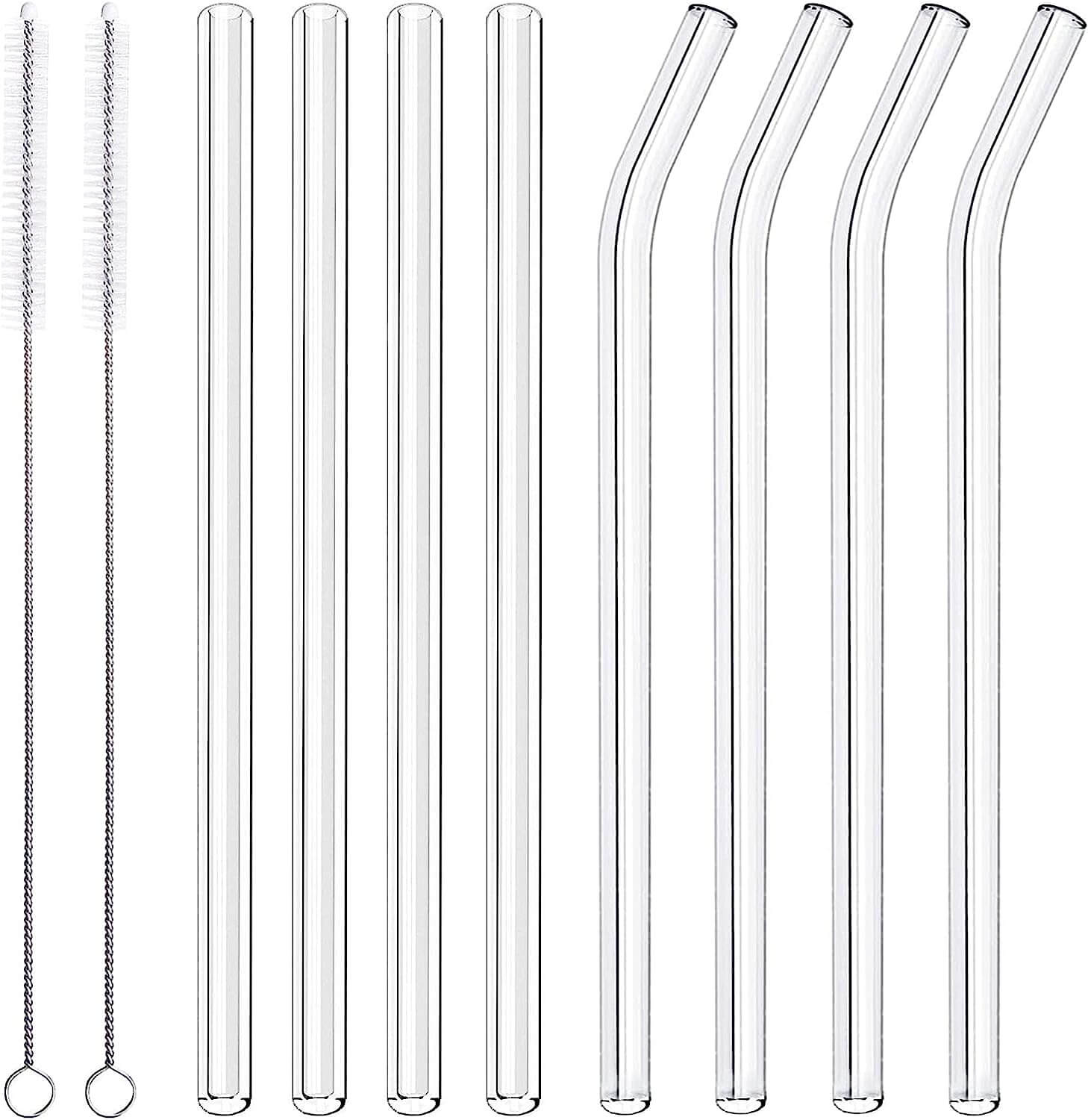glass straws with cleaner