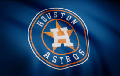 Waving Houston Astros flag