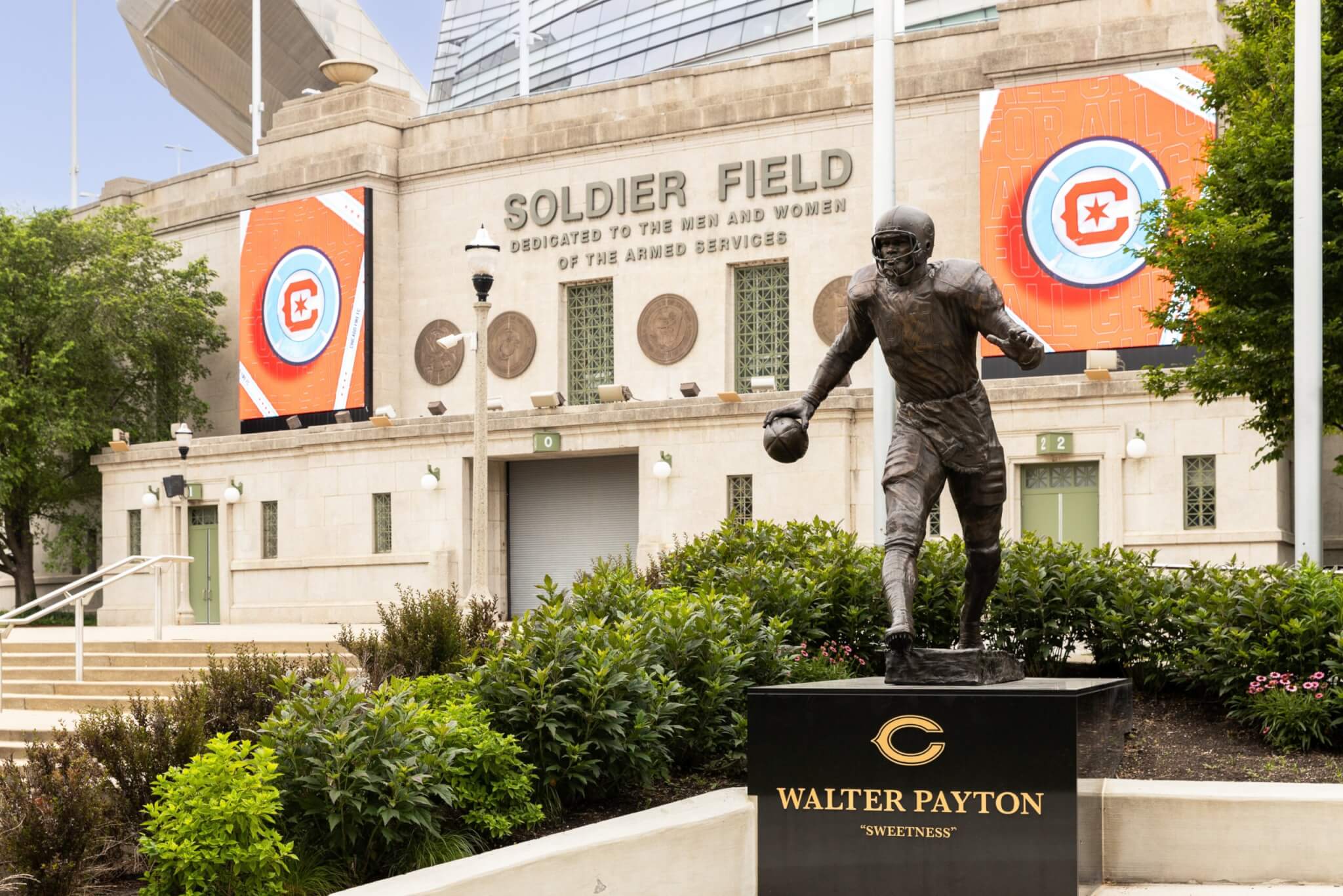 Walter Payton statue outside of Soldier Field, home to the Chicago Bears