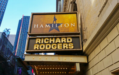 "Hamilton" playing at the Richard Rogers Theater in Manhattan