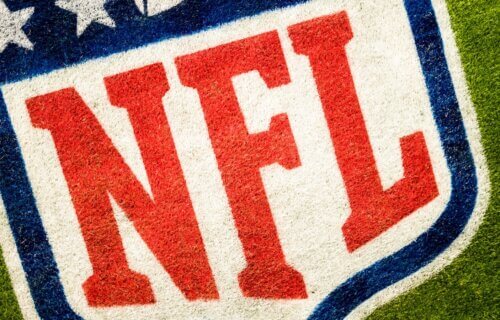 aerial photography of NFL logo printed on field