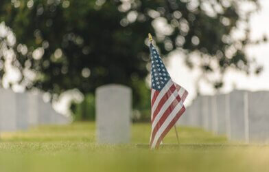 U.S. flag in cemetery